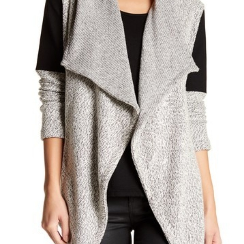 Drape Tweed Ponte Inset Cardigan